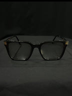 OPTICA Jerry shiny black cateye frames with 3D finish and gold side rods, medium size.