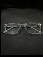 OPTICA IRIS oversized translucent rectangle glasses with thick borders and anti blue ray lenses.