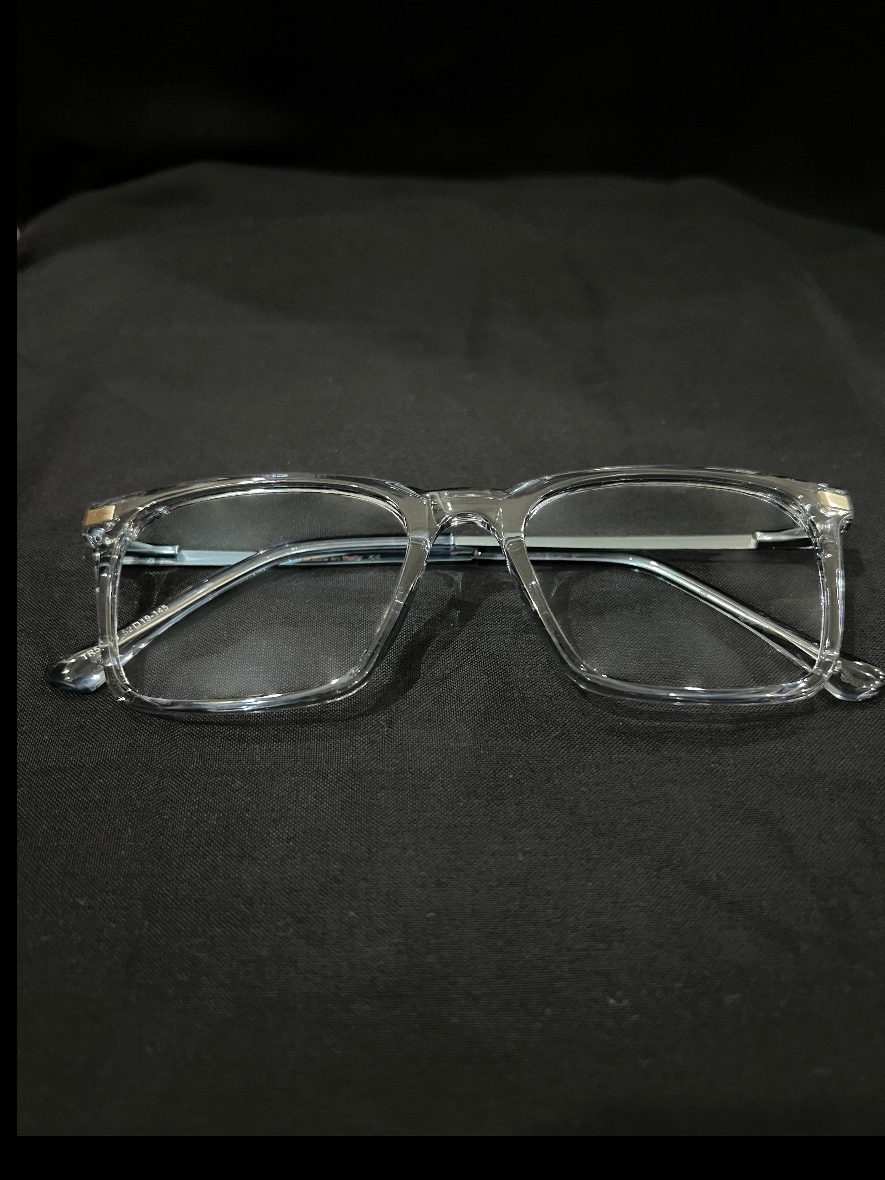 OPTICA IRIS oversized translucent rectangle glasses with thick borders and anti blue ray lenses.
