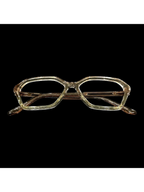 OPTICA sculpted vintage tortoise shell acetate eyeglasses with a 3D texture. Clear amber frames.