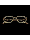 OPTICA sculpted vintage tortoise shell acetate eyeglasses with 3D texture. Clear amber frames.