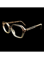 OPTICA sculpted vintage tortoise shell acetate frames with 3D texture for power glasses. Clear brown hue.